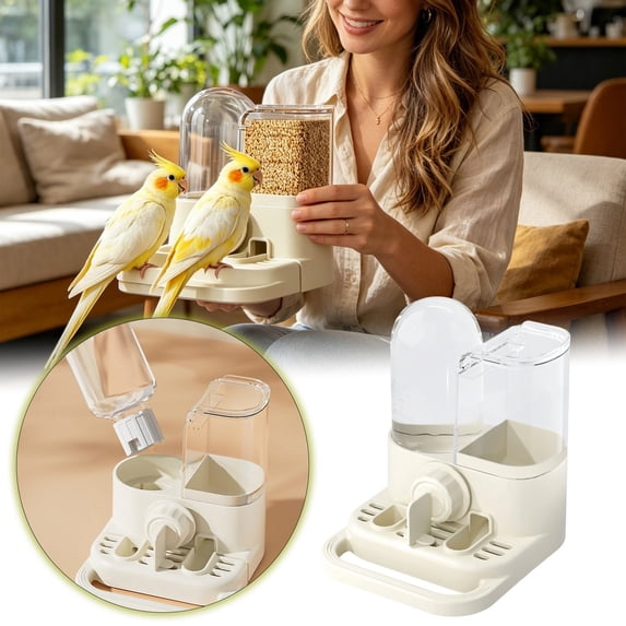 Bird Feeders Parrot Feeder And Waterer Dispenser Double Cup Feeding ...