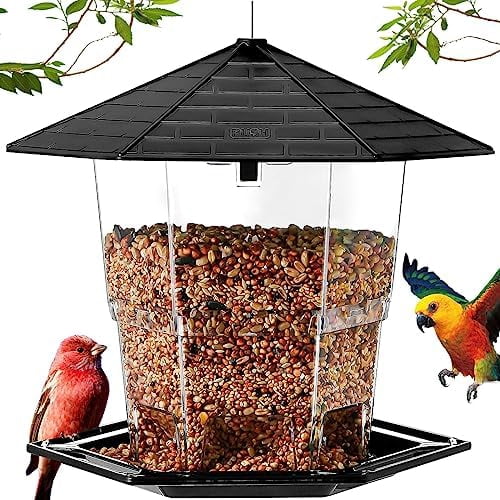 Bird Feeders for Outdoors Hanging Bird Feeder Wild Birds Seed, Black