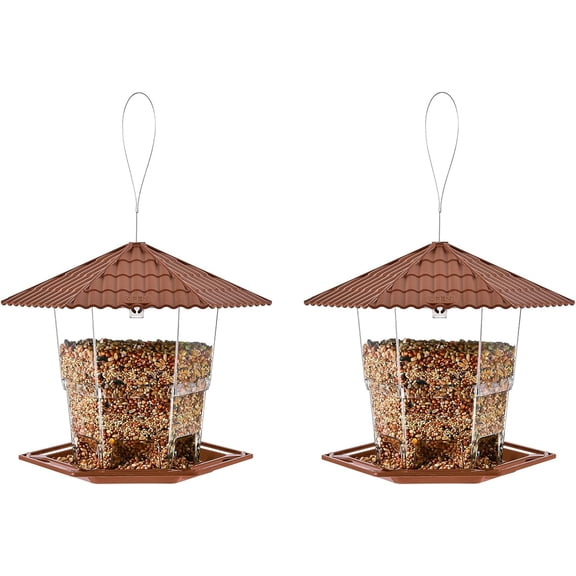 Bird Feeders for Outdoors Hanging Bird Feeder Wild Birds Seed, Brown 2 Pack B