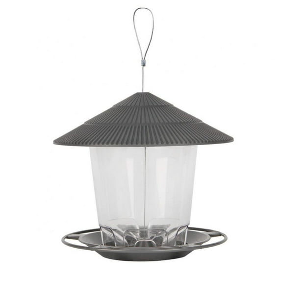 Bird Feeders for Outside, Panorama Bird Feeder, Wild Bird Seed for Outside Feeders, Gazebo Bird Feeder for Garden Yard Decoration (Gray)