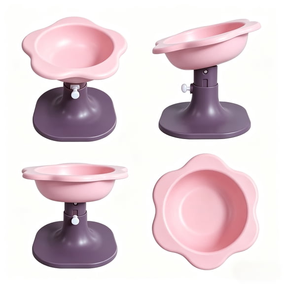 Bird Feeding Bowl with Purple Plastic, for home, Adjustable Elevated Cat Bowl with Tilted Angle