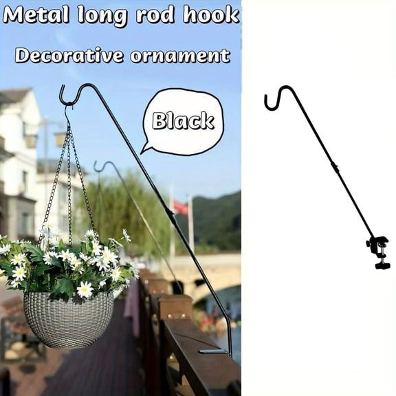 Bird Feeding Rod Hook, Adjustable Heavy Duty Hanging Hook For Bird Feeder Plant Flower Pot, Outdoor Deck Rail Mount, 30 Inch