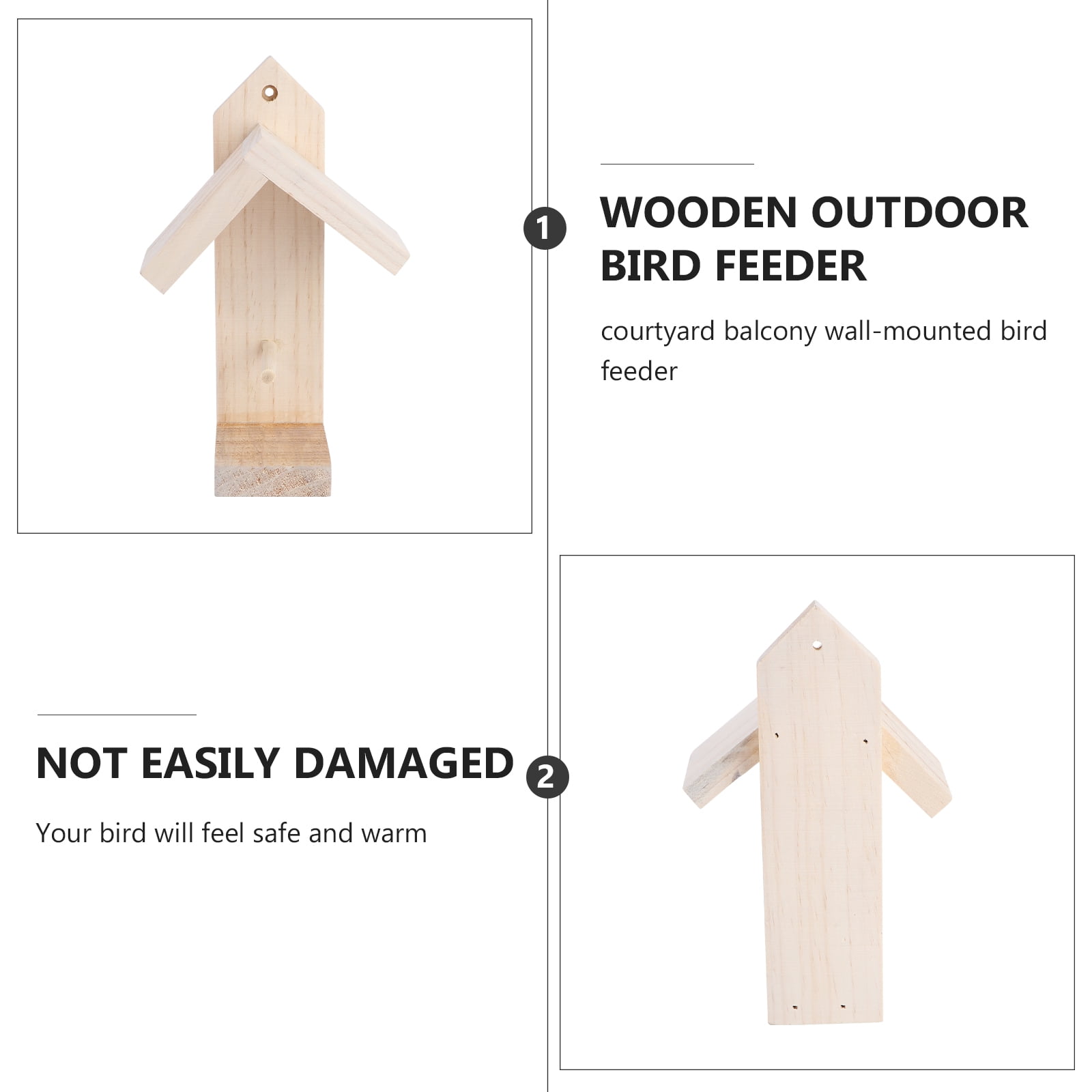 Bird Feeding Tool 1pc Outdoor Bird Feeder Rainproof Wooden Hanging Bird