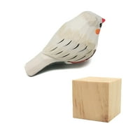 Bird Figurine, Hand Carved Birds Wood D cor, Art Animal Wooden Sculpted Bird with Wood Block, Vivid Bird Statue for Gift Home Table Ornament Decor Yellow Bird