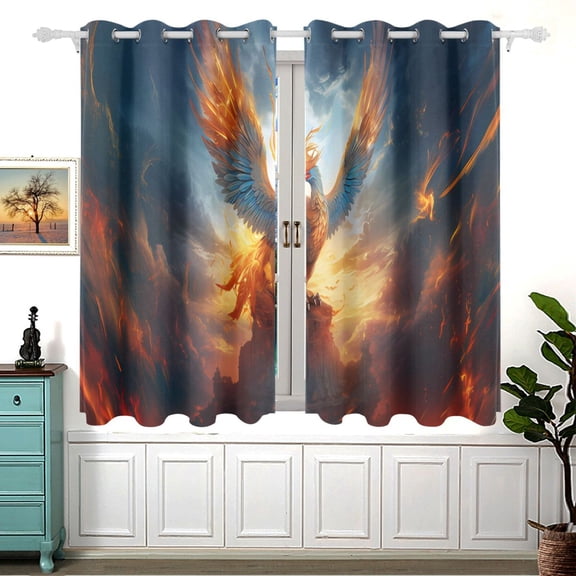 Bird Fire Sky 5455 Inch Black Out Curtains 2 Packs Aesthetic for Bedroom Living Room Sliding Glass Doors Kitchen Windows
