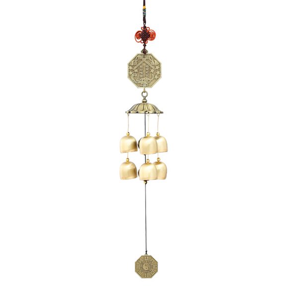 Bird Fish Wind Chimes with 6 Bells Soothing Melodic Tones for Indoor Outdoor