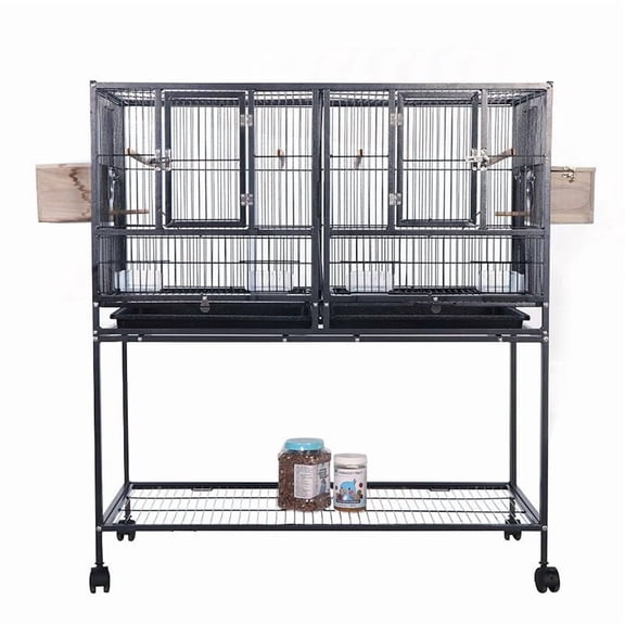 Bird Flight Cage.Bird Cage with Easy-Clean Wheels.Wrought  Standing Large with Rolling Stand for Cockatiels Pet Parrot Parakeet Lovebird Canary Finch