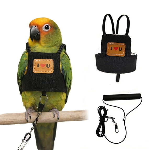 Bird Flight Harness Vest, Snap-Fastener Design Harness Vast, Bird Flying Clothes with Rope and Handle for Parakeets Cockatiels Conures Budgies