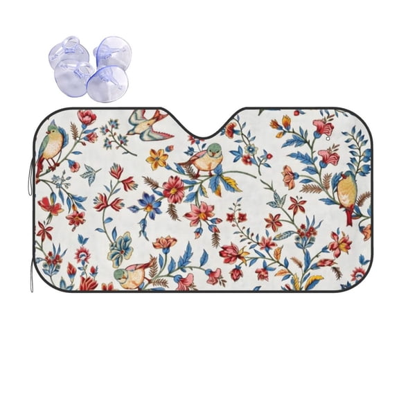 Bird Floral Car Windshield Sun Shade Universal Fit Auto Sun Visor Protector