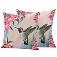 thumbnail image 1 of Bird Floral Pillow Covers 2 Pack Hummingbird Spring Decorative Pink Background Pillowcase Waterproof Outdoor Throw Pillow Cover for Patio Garden Square Cushion 18”x18”, 1 of 9