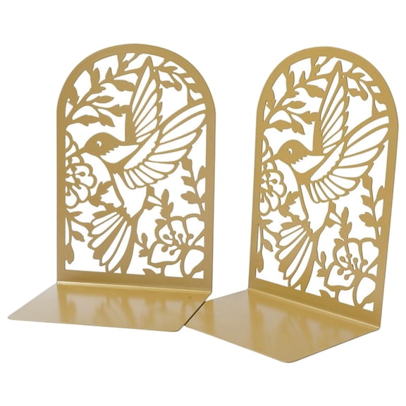 Bird Flower Bookend Slip Resistant Metal Book End Book Stoppers For Shelves