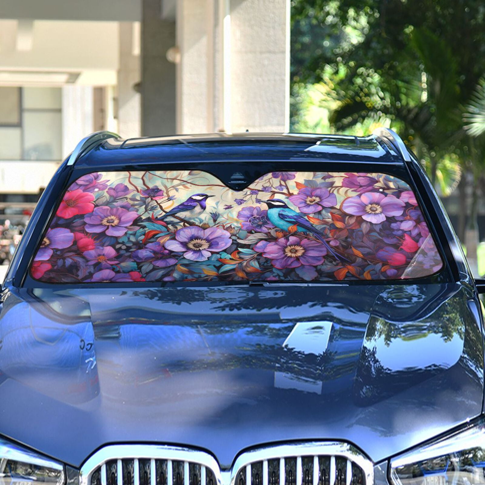 Floral Beadwork Real Orange Carrying Their Prayers Car Sun Shade 55