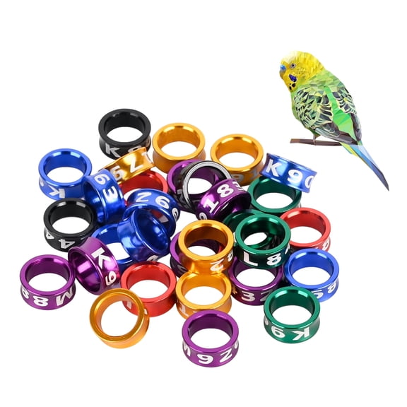 Bird Foot Rings, Bird Bands,Multicolor Aluminum Closed Mouth Bird Identification Leg Rings for Golden Sun, Monk, Parrot, Grackle(7.0mm,50pcs)