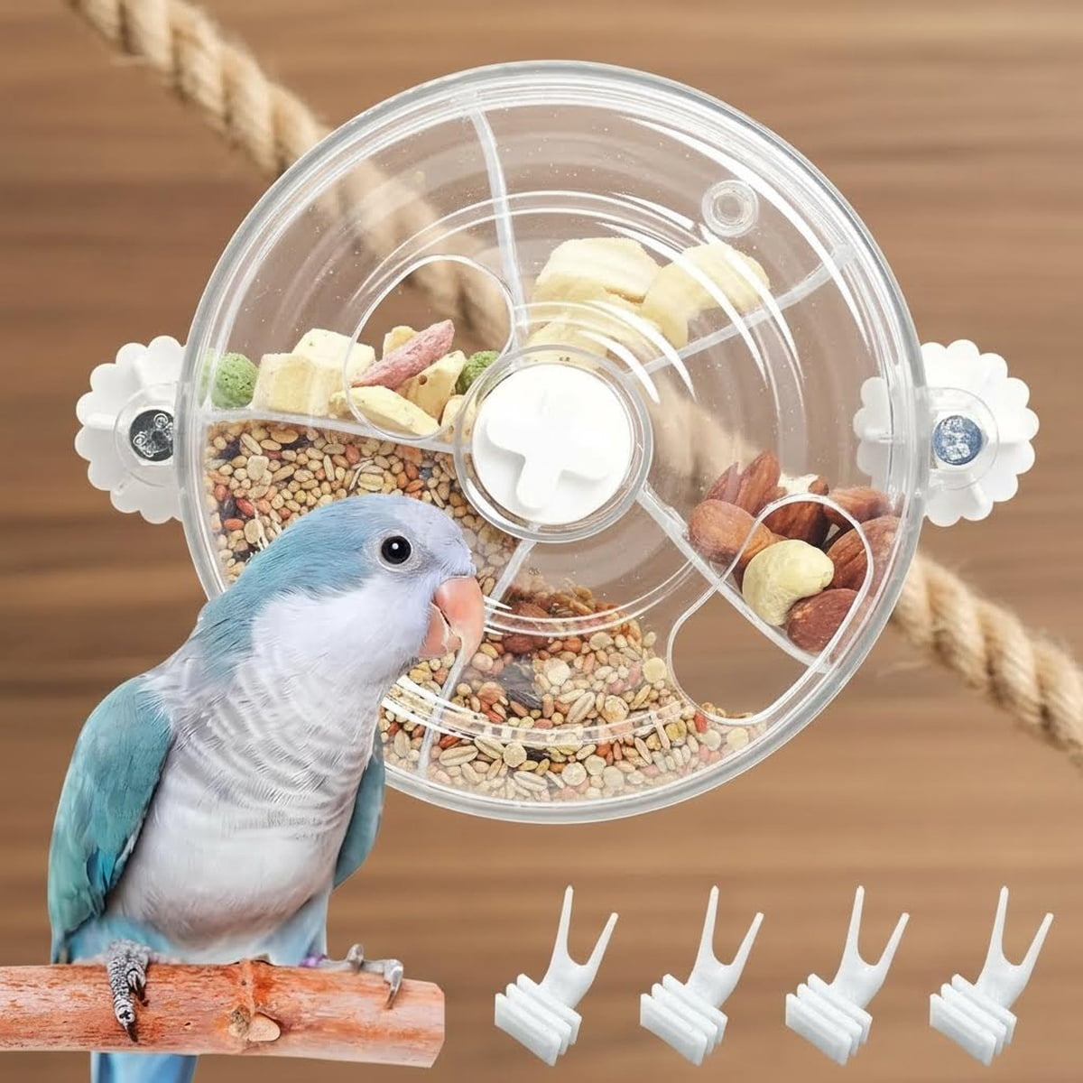Bird Foraging Toy Creative Feeder with Seed Food Rotating Wheel for Enrichment & Training Parrot Puzzle Toys for Cockatiel Parakeet Conure