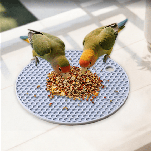 Bird Foraging Toy & Slow Feeder Mat, Pecking Pad Food Tray for Small Birds like Parakeets & Finches, Bird Cage Accessories to Encourage Natural Feeding Behavior Light Blue