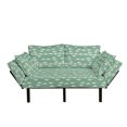 thumbnail image 1 of Bird Futon Couch, Vertical Wavy Dashed Lines with Cartoon Cockatoo Tropical Fauna Themed Composition, Daybed with Metal Frame Upholstered Sofa for Living Dorm, Loveseat, Multicolor, by Ambesonne, 1 of 4