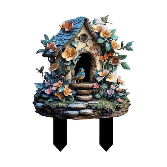 Bird Garden Stake Cute Acrylic Bird Garden Stake 2D Flat Acrylic Yard Art Decoration Stake Sign for Indoor Outdoor Potted Flowers Stick Patio
