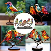 Bird Gifts - Stained Birds on Branch Desktop Ornaments - Bird Decor Figurine Statue Home Decor - Bird Gifts for Women Living Room Bedroom Shelf Display Birthday Gift Decoration A, 6.3", 1Pcs