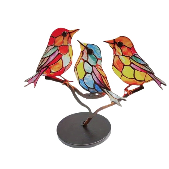 Bird Gifts - Stained Birds on Branch Desktop Ornaments - Bird Decor Figurine Statue Home Decor - Bird Gifts for Women Living Room Bedroom Shelf Display Birthday Gift Decoration D, 6.3", 1Pcs