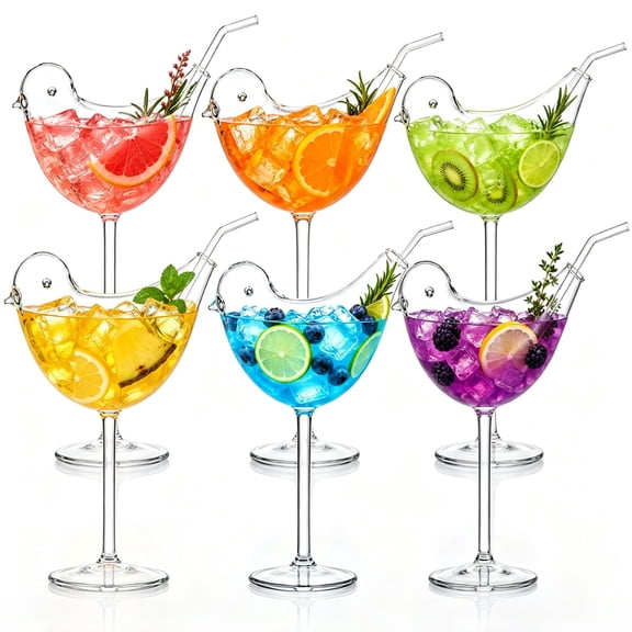 Bird Glasses Unique Bird Shaped Cocktail Glasses, 5.4Oz Clear Glass for Martini Wine Champagne Party
