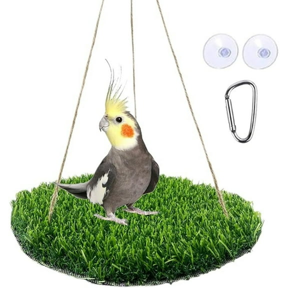 Bird Grass Hammock Large Foraging Mat Toys Swing Hanging Bed for Parakeets, Lizards