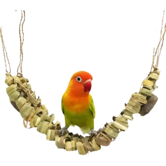 Bird Grass Mat Parrot Natural Grass Woven Net Hammock Hanging Bird Climbing Mat Chew Toys Cage Accessories for Quaker Cockatiel Conure Budgie Lovebird Rat Hamster
