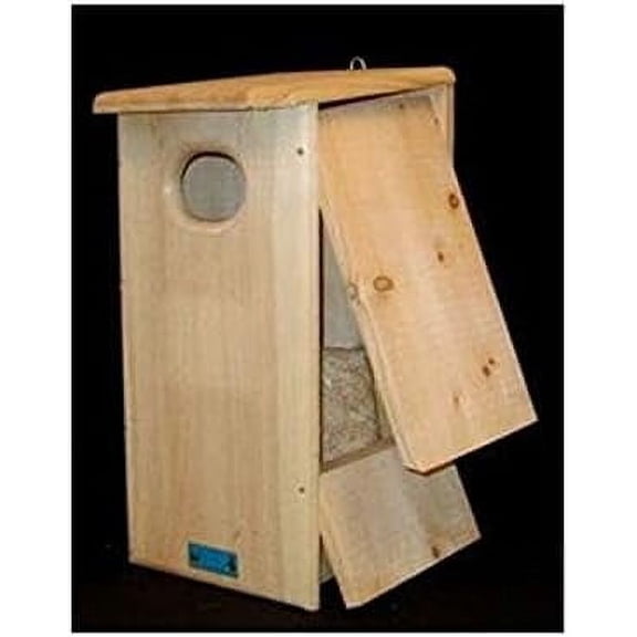 Bird Habitats Wood Duck & Hooded Merganser House  Outdoor Nest  with Observation Access, Cleaning Panel, Interior Ladder & Wood Chips  24"x15.5"x11"  Eastern White Pine  Made in USA