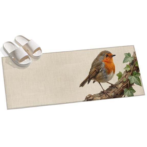Bird Hallway Runner Rug 2x6 Washable Non Slip Kitchen Runner Rug for Bedside Bathroom Ivy Branch Animal Green Botanical Leaf Rustic Indoor Floor Carpet Area Rugs for Living Room Bedroom Office