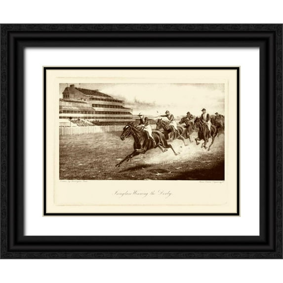 Bird, Harington 18x15 Black Ornate Wood Framed with Double Matting Museum Art Print Titled - Winning the Derby