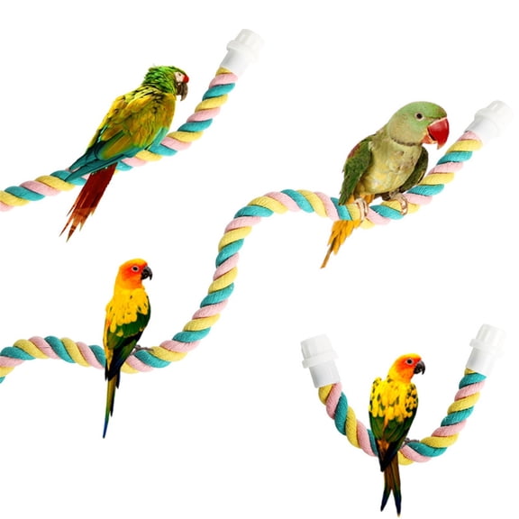 Bird Hemp Rope Swing for Cage，Hanging Cotton Rope Perch Climbing Toys for Parrots Parakeets Budgies Lovebirds，Natural Chew Toys for Beak Health and Exercise，Grinding Standing Accessory，B