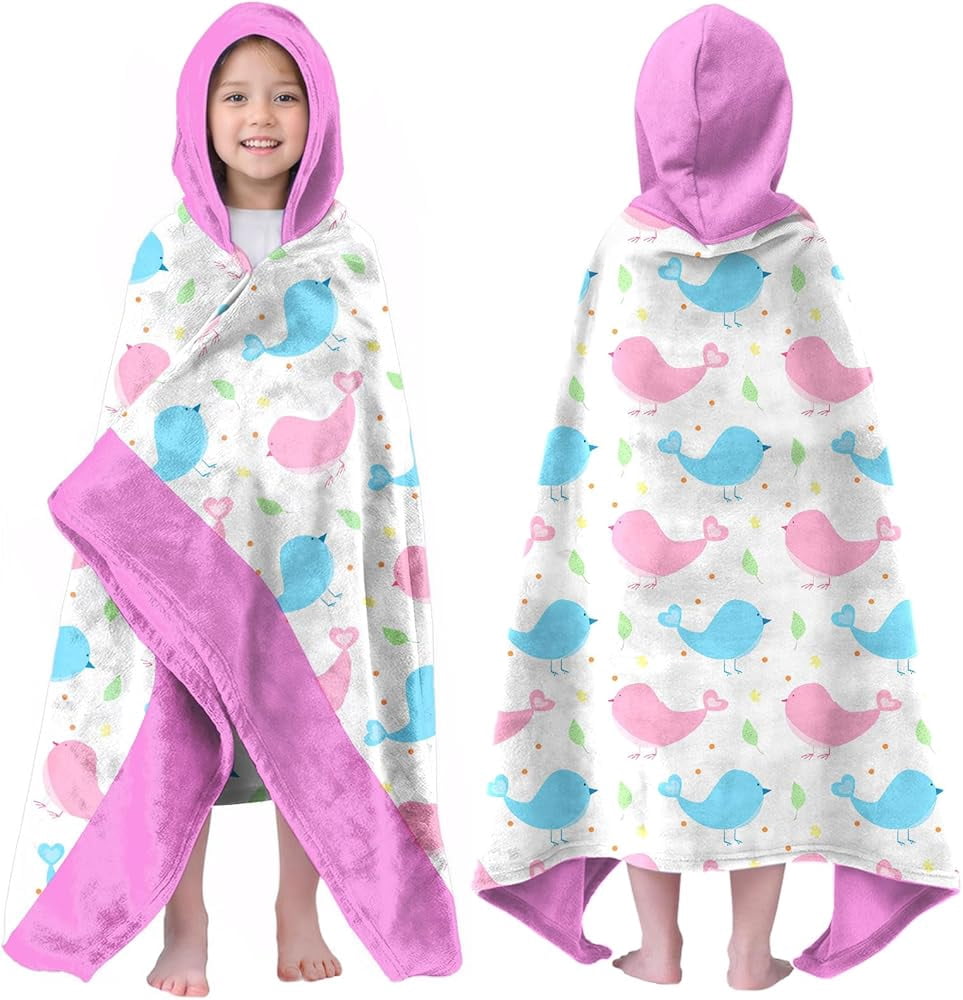Kids Poncho Towel Colorful feathers