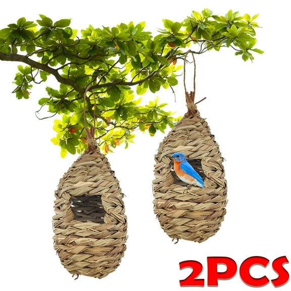 Bird House Hand Woven Hummingbird Houses Nest Small Hanging Audubon Birdhouse,2 Pack