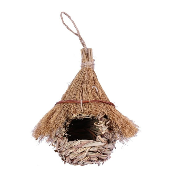 Bird House, Hand Woven Hummingbird Nest, Wren Finch Bird House, Grass Birds Nest Shelter Hut for Home Outside Indoor Patio Decor