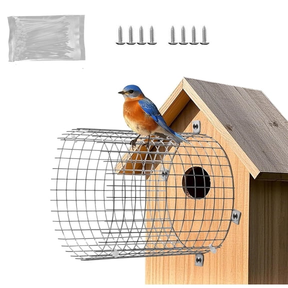 Bird House Hole Protector,Bexikou Metal Bluebird House Predator Guard,Bird House Wire Entrance Guard for Blue Bird Nesting & Babies Safe(Round 9 * 4.7 inches)