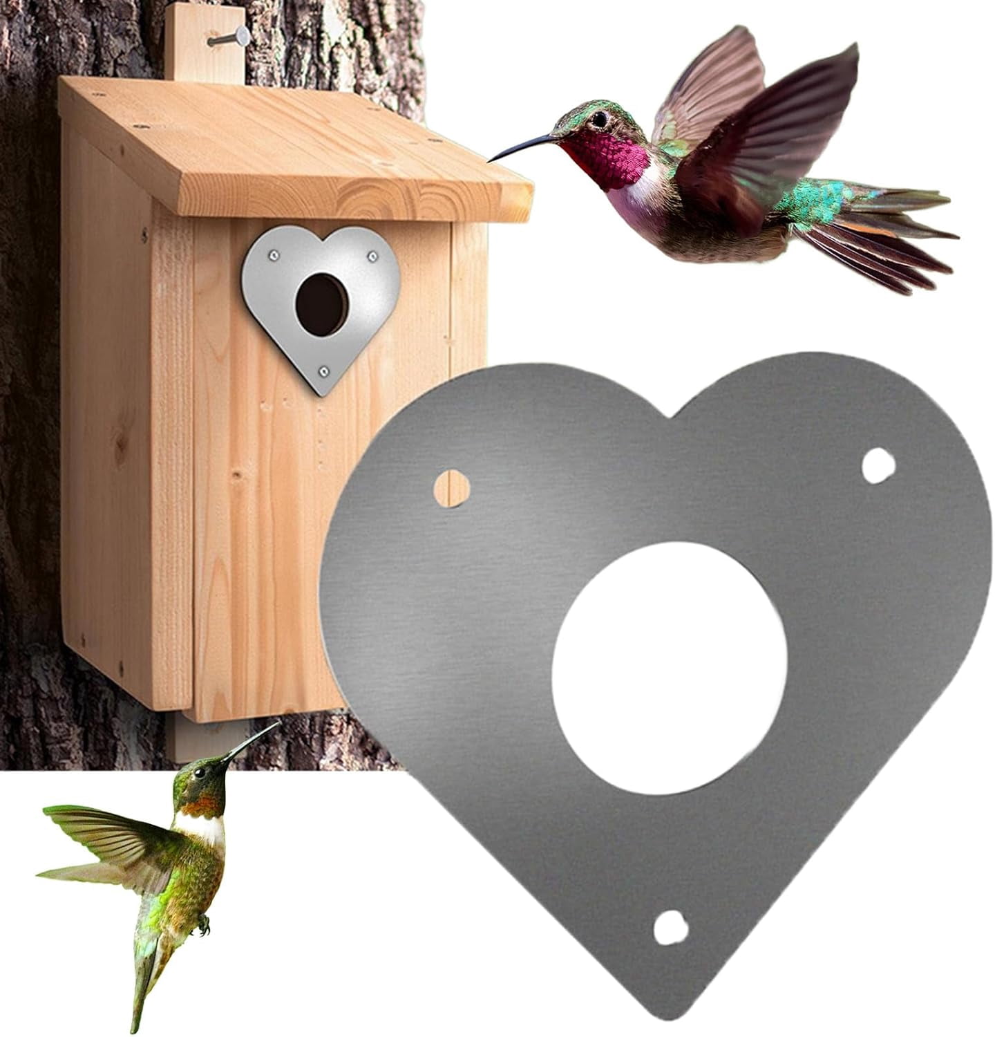 Bird House Hole Protector - Heart Shaped Metal Entrance Guard - Anti ...