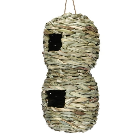Bird House Natural Grass Hand Woven Cage Shelter Outside Hanging Nest Cozy Resting Place Birdhouse For Hummingbird Canary Finch Lawn Patio