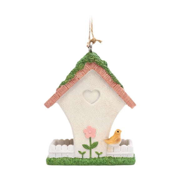 Bird House Parrot Rest Place Cage Resin Handpainted Weatherproof Shelter for Backyard Garden Lovers