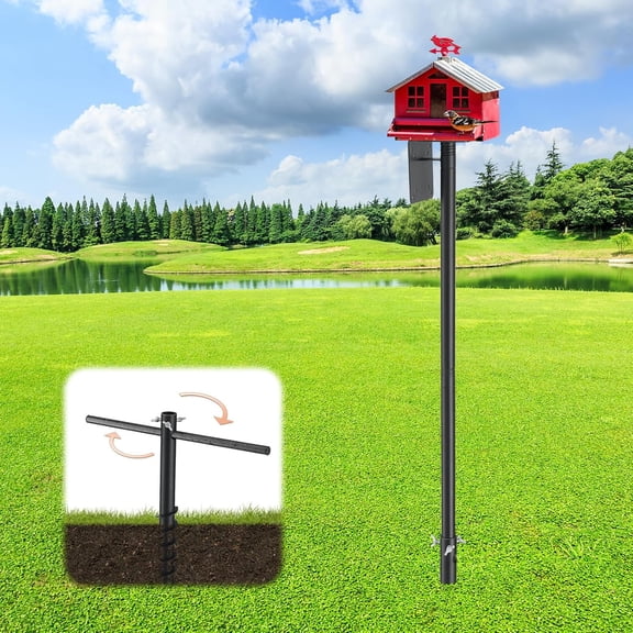 AEASKIEY Bird Feeder Pole, 75" Adjustable Heavy Duty Bird House Pole for Outdoor, Bluebird House, Weather Station.