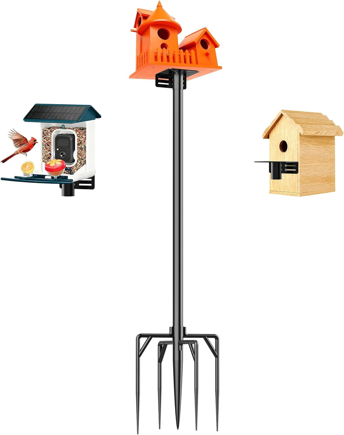 Bird House Pole Stand 79", Dia 1 Inch Smart Bird Feeder Pole, Feeding Station for Outdoors Heavy Duty, Compatible Post Mount