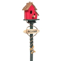 RENACLIPY Decorative Wooden Birdhouse Stake for Outdoor Garden Lawn Yard Rustic Design