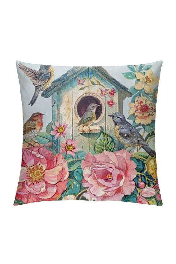 Bird House Swallow Velvet Oblong Lumbar Plush Throw Pillow Cover/Shams Cushion Case with Zipper for Couch Sofa Pillowcase Only