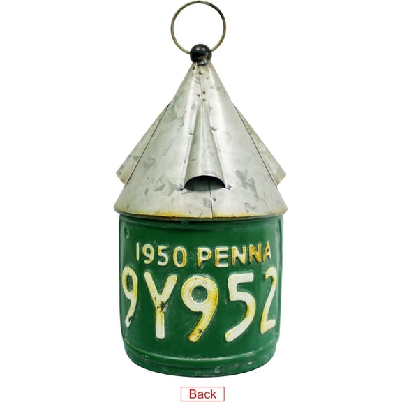 Bird House for Outdoor with Pole Rustic Vintage Metal Garden Decor., Single Roof Hanging Birdhouse for Outside, Postbox Design$$Garden & Patio