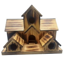 Bird House for Outside 6 Hole Cedar Wood Hummingbird Bluebirds Finchs Hanging Nesting Box Backyard Patio Decor