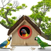 Bird House for Outside, Wooden Houses for Outdoors with Standing Platform for Garden, Birdhouse with Viewing Holes for Yard, Hanging Birdhouse