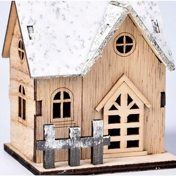 Bird Houses for Outside, Wooden Bird Houses for Outside Hanging, Battery Operated Christmas Table Decoration,Warm Light Wood House Decor,Festive Home Holiday Decoration,Christmas Village Display