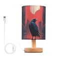 thumbnail image 1 of Bird Houses Sun Ruins Table Lamp USB Bedside Desk Nightstand Lamp Printed Gifts Small Lamp Wood Base for Bedroom Living Room Kids Room College Dorm, 1 of 7