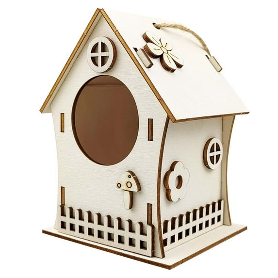 Bird Houses Transparent Wooden Bird House for Outside with Lanyard and Screws,Hanging Birdhouse Clearance for Finch Bluebird Cardinals Hummingbird