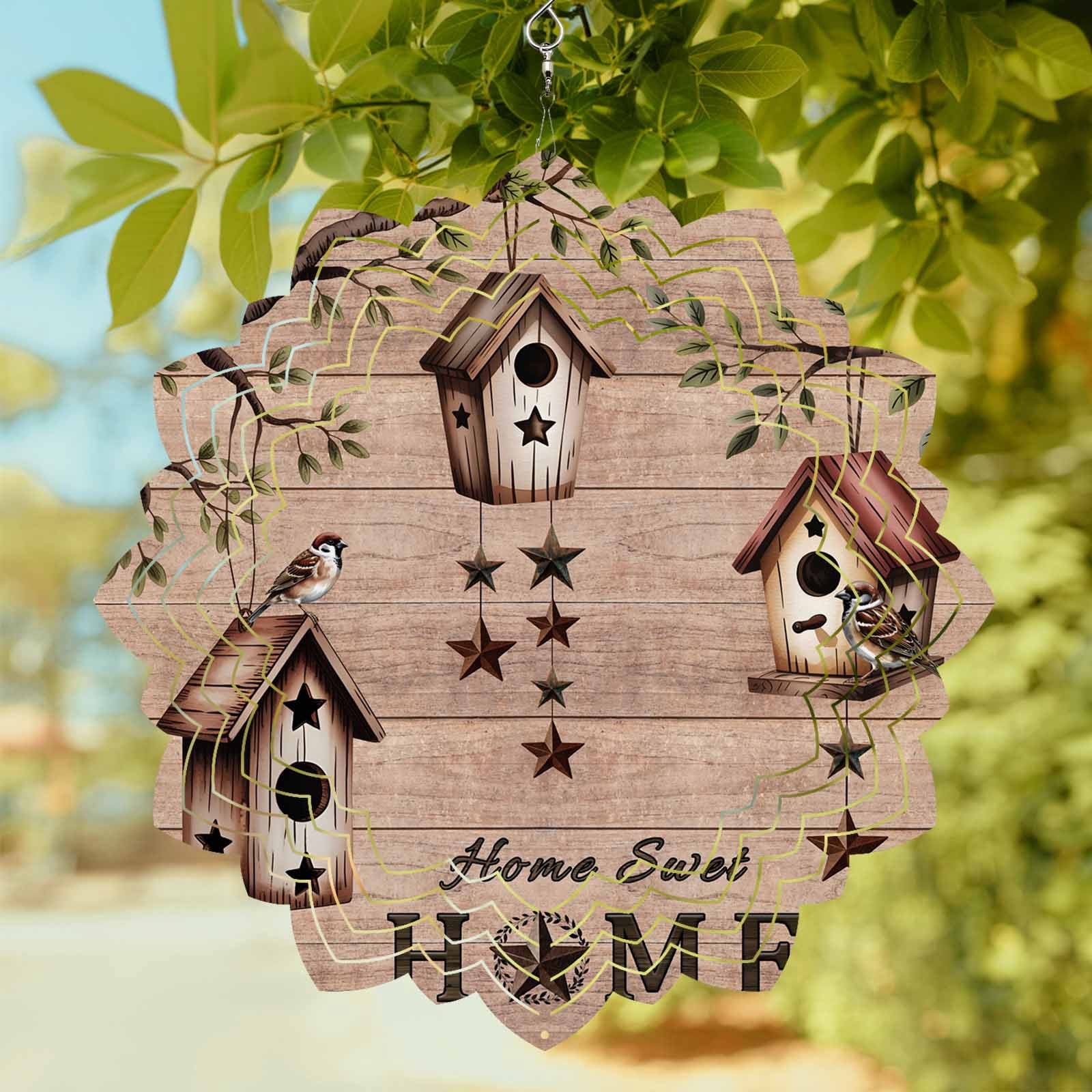Bird Houses Wind Spinner for Garden Yard 12In, Sparrows Home Sweet ...