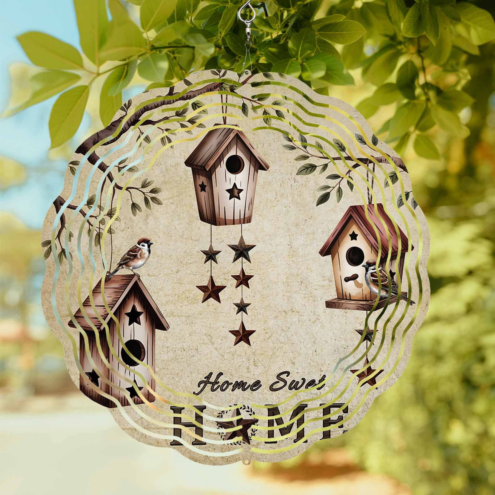 Bird Houses Wind Spinner for Garden Yard 12In, Vintage Sparrows Home ...