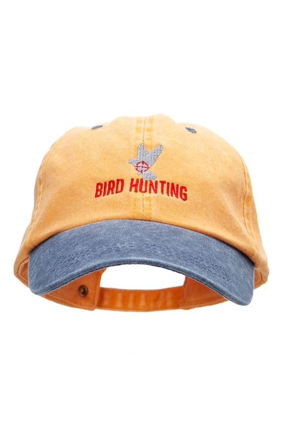 Bird Hunting Embroidered Pigment Dyed Wash Caps - Mustard Navy OSFM